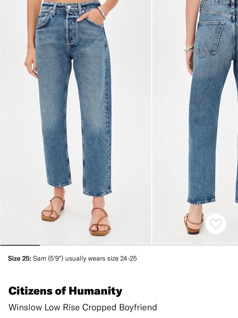 Citizens Of Humanity Winslow Low Ride Cropped Boyfriend Jeans (Size 28)